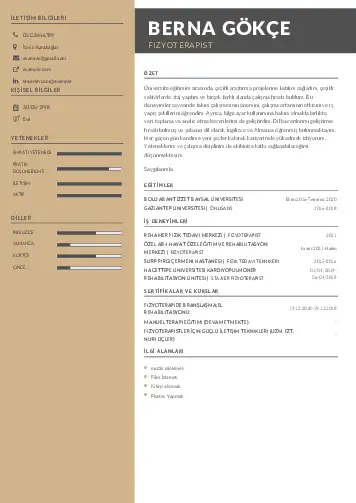 Fizyoterapist Cv Örnekleri cv indir